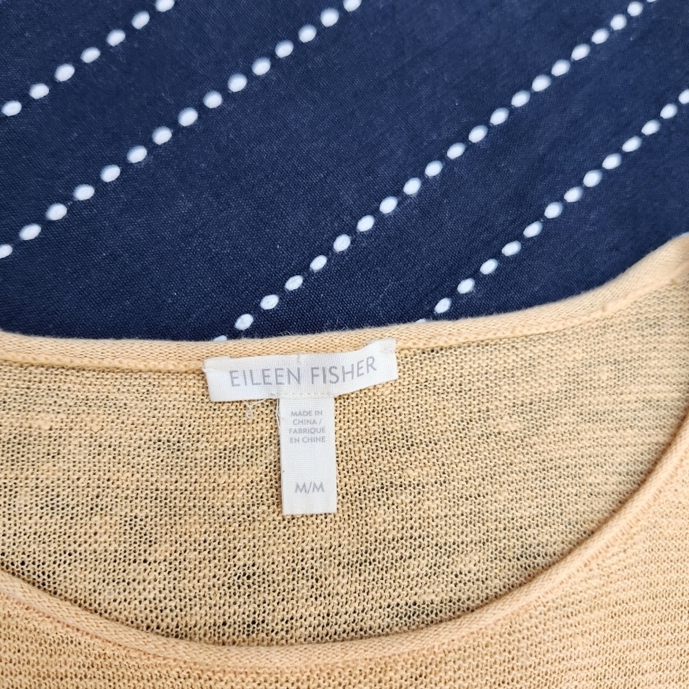 Elieen Fisher Linen Lightweight Sweater Tunic Yellow Size Medium - Picture 2 of 6